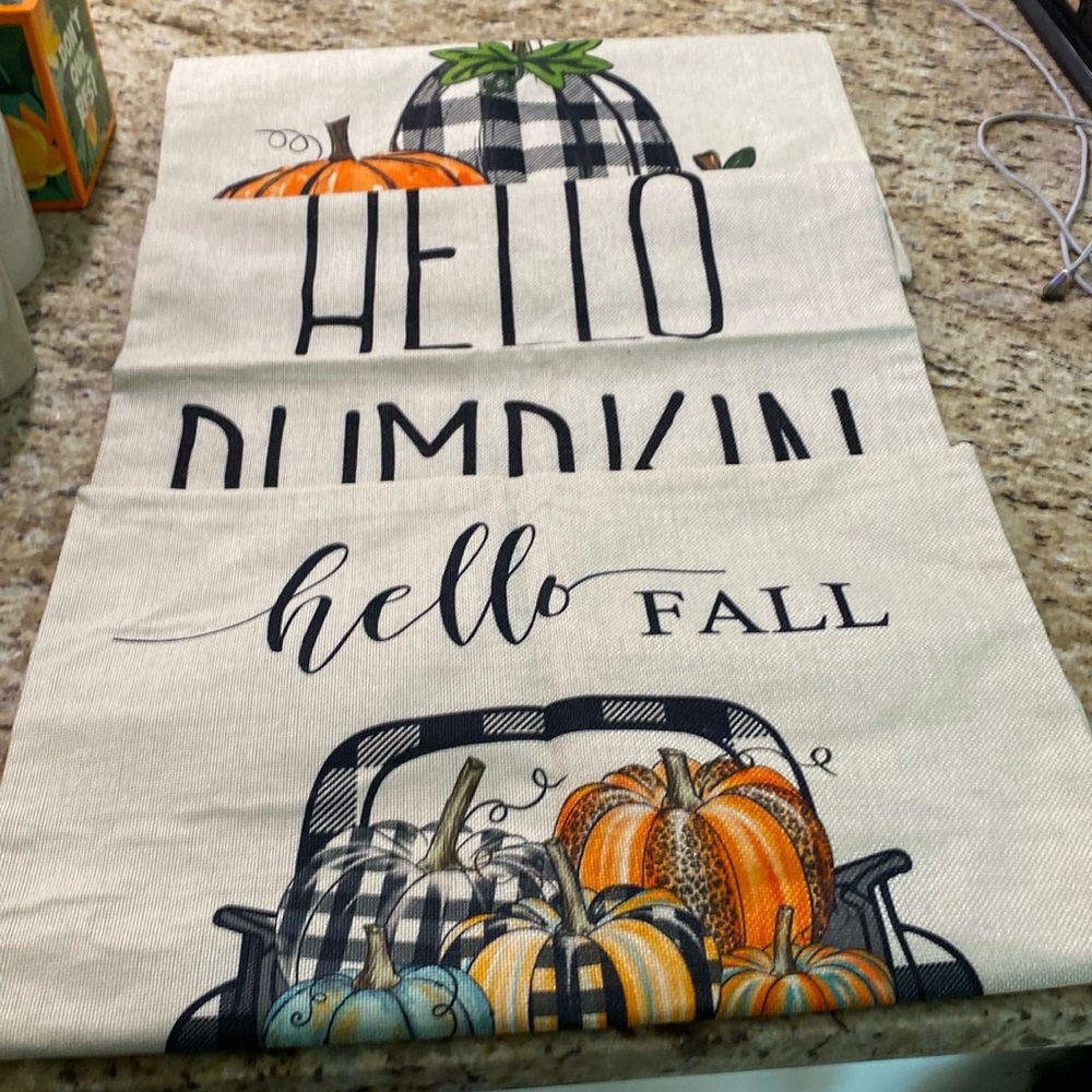 New 3 Pc Set Farmhouse Cottagecore Fall Pumpkin Square Pillow Covers